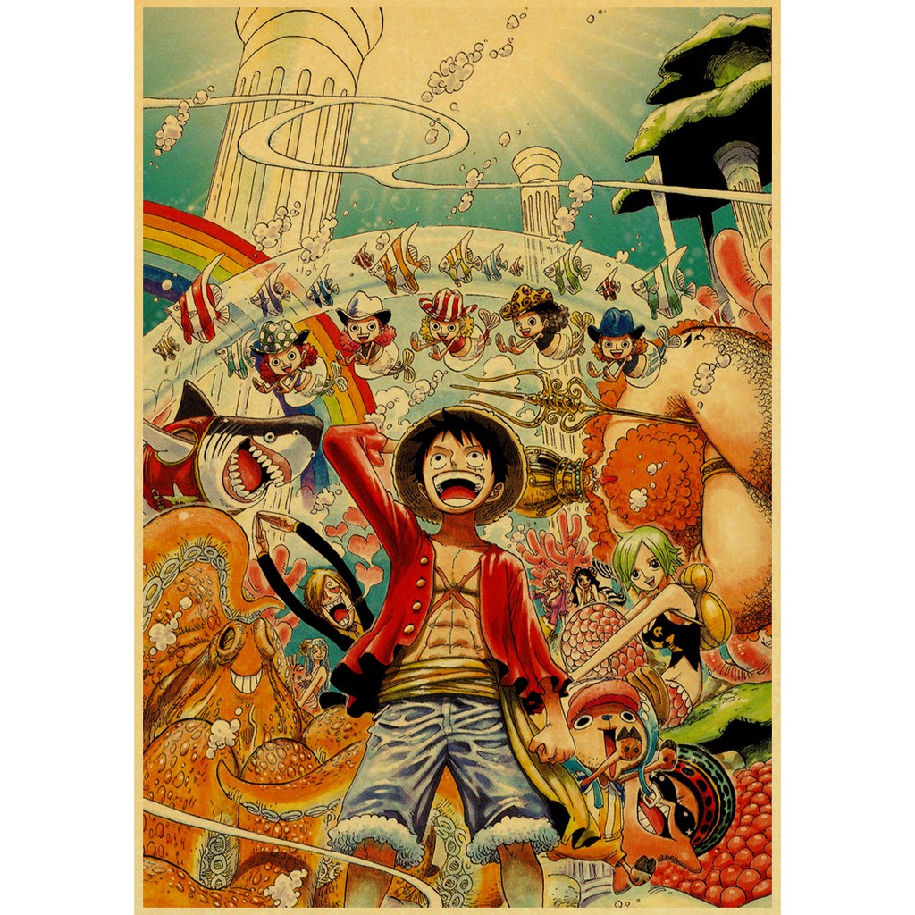 Tấm áp phích hình anime One Piece treo tường trang trí nội thất