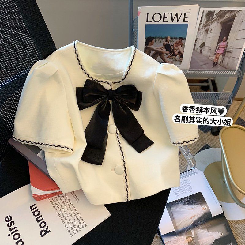 Cổ Phiếu Sẵn Sàng❤Ah F &amp; X Áo Sơ Mi Tay Phồng Đính Nơ Phong Cách Pháp Thời Trang Mùa Hè Phong Cách Phương Tây Dành Cho Nữ 2022