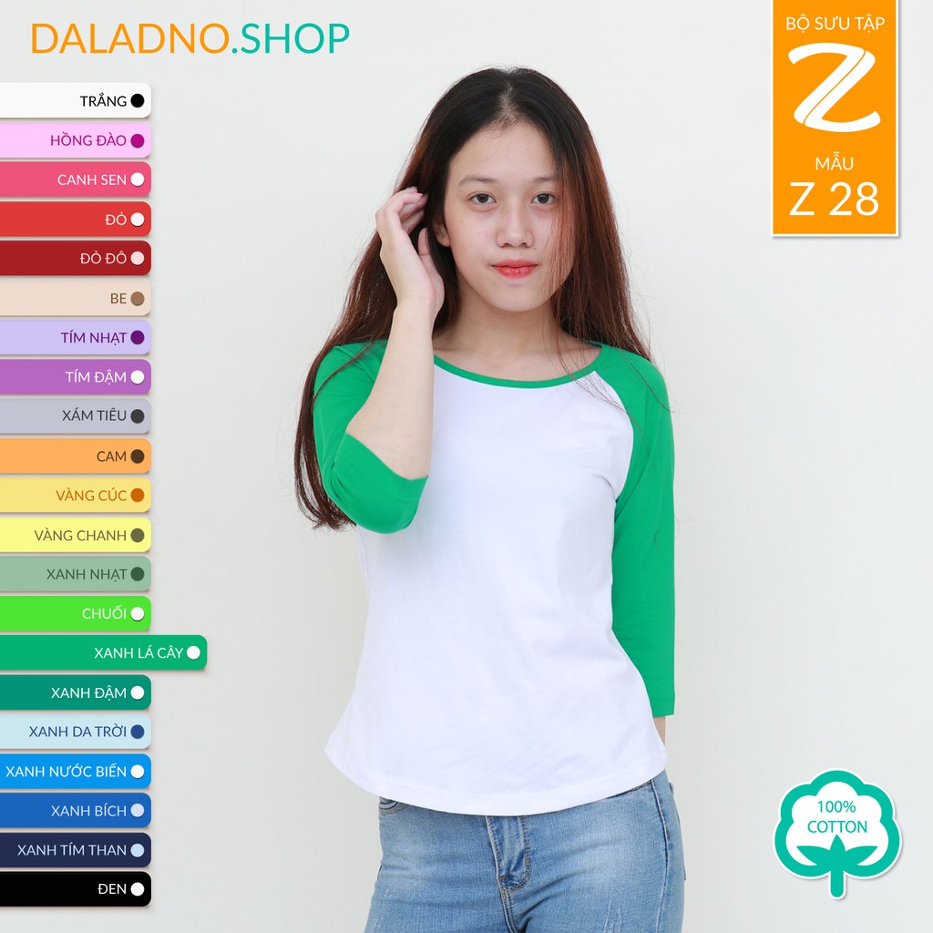 Z_28 | Áo thun tay áo lửng Raglan COTTON 100% sẵn 26 màu - Daladno