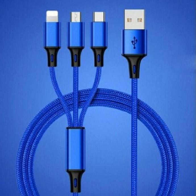 [Có hộp] Cáp Sạc dây 3 đầu usb đa năng 3 đầu sạc hỗ trợ sạc nhanh tiện dụng dành cho Iphone và Samsung