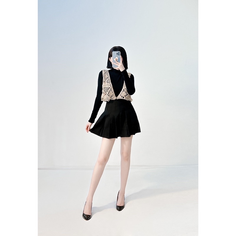 Áo khoác gile len móc vintage