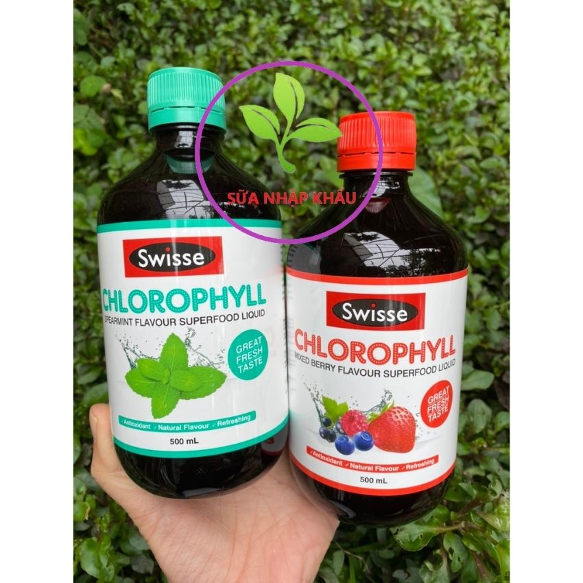 Nước diệp lục Swisse Chlorophyll Úc thanh lọc cơ thể vị dâu và bạc hà 500ml