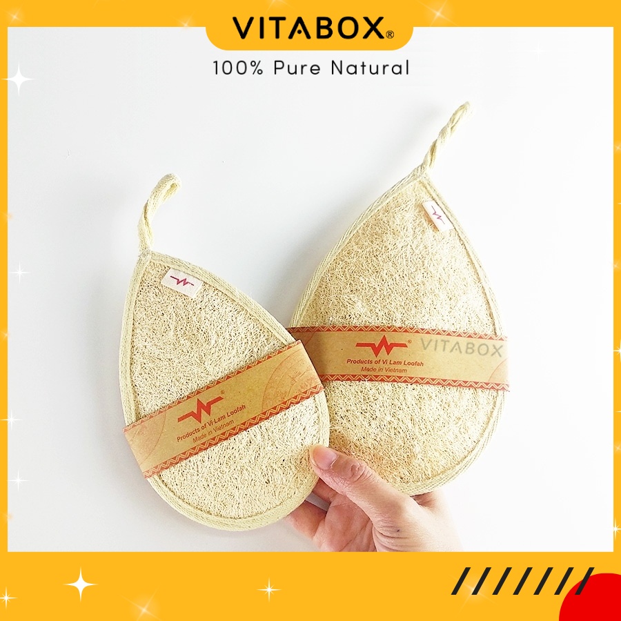 Bông tắm xơ mướp tự nhiên Vi Lâm - hình giọt nước, massage tẩy tế bào chết, kì cọ sạch không rát da