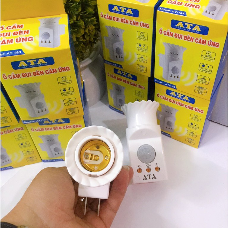Ổ cắm đui đèn cảm ứng chuyển động ATA AT-193 - Cắm trực tiếp  vào ổ điện-Hàng chính hãng bảo hành 12 tháng