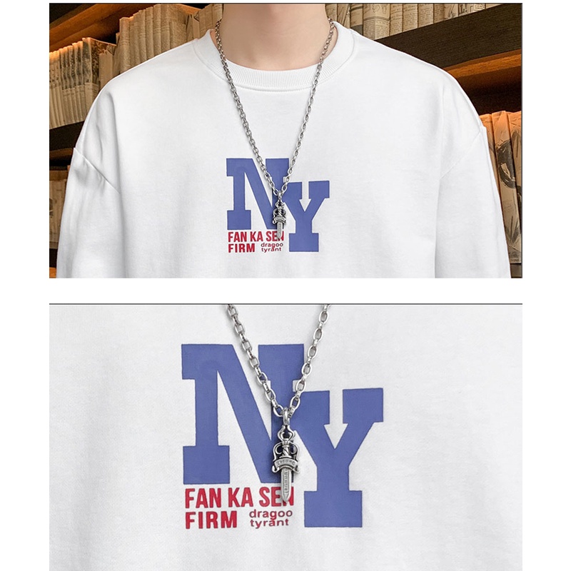 Áo nỉ dài tay cổ tròn in họa tiết thời trang cho nam size M-4XL