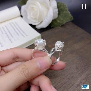 NHẪN LÁ BẠC GẮN TRAI- NHẪN NỮ