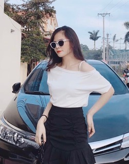 ÁO COTTON LỆCH VAI SIÊU XINHH 3 MÀU🤗 ÁO LÊCH VAI COTTON