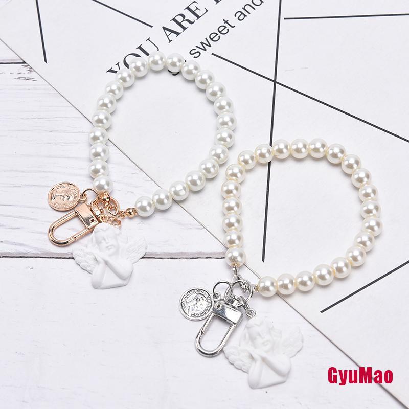 Móc Khóa Hình Thiên Thần Đính Ngọc Trai Phong Cách Vintage Dành Cho Nữ