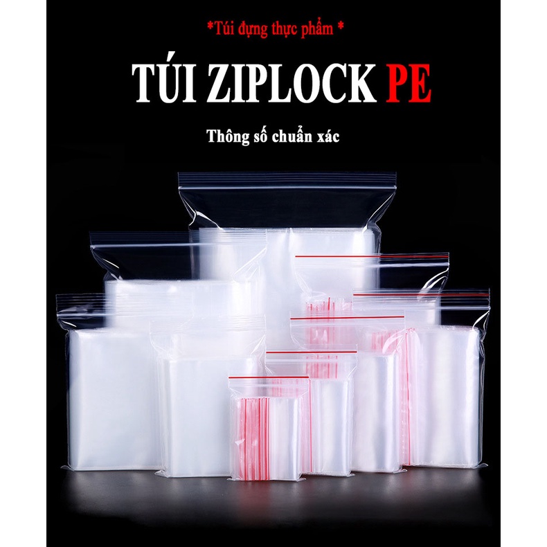 Túi zip đựng thực phẩm, zip chỉ đỏ loại dày đẹp, nhiều kích thước, 100 túi/sp, HVL TEA