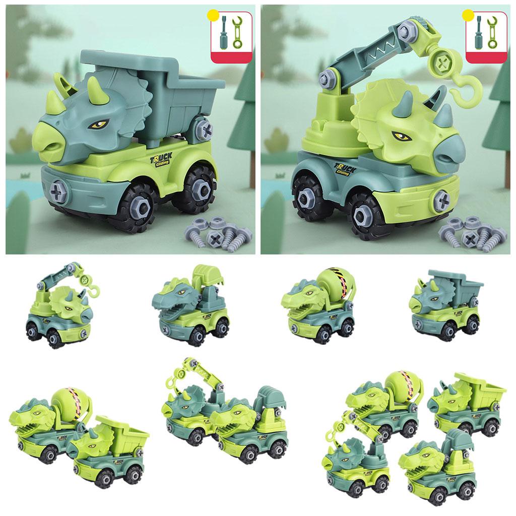 Bộ 4 mô hình xe công trường khủng long 3D cho bé
