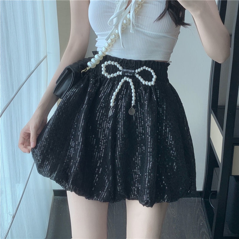 Quần Lửng Ống Rộng Lưng Cao Thêu Họa Tiết Lấp Lánh Thời Trang Mùa Hè Cho Nữ