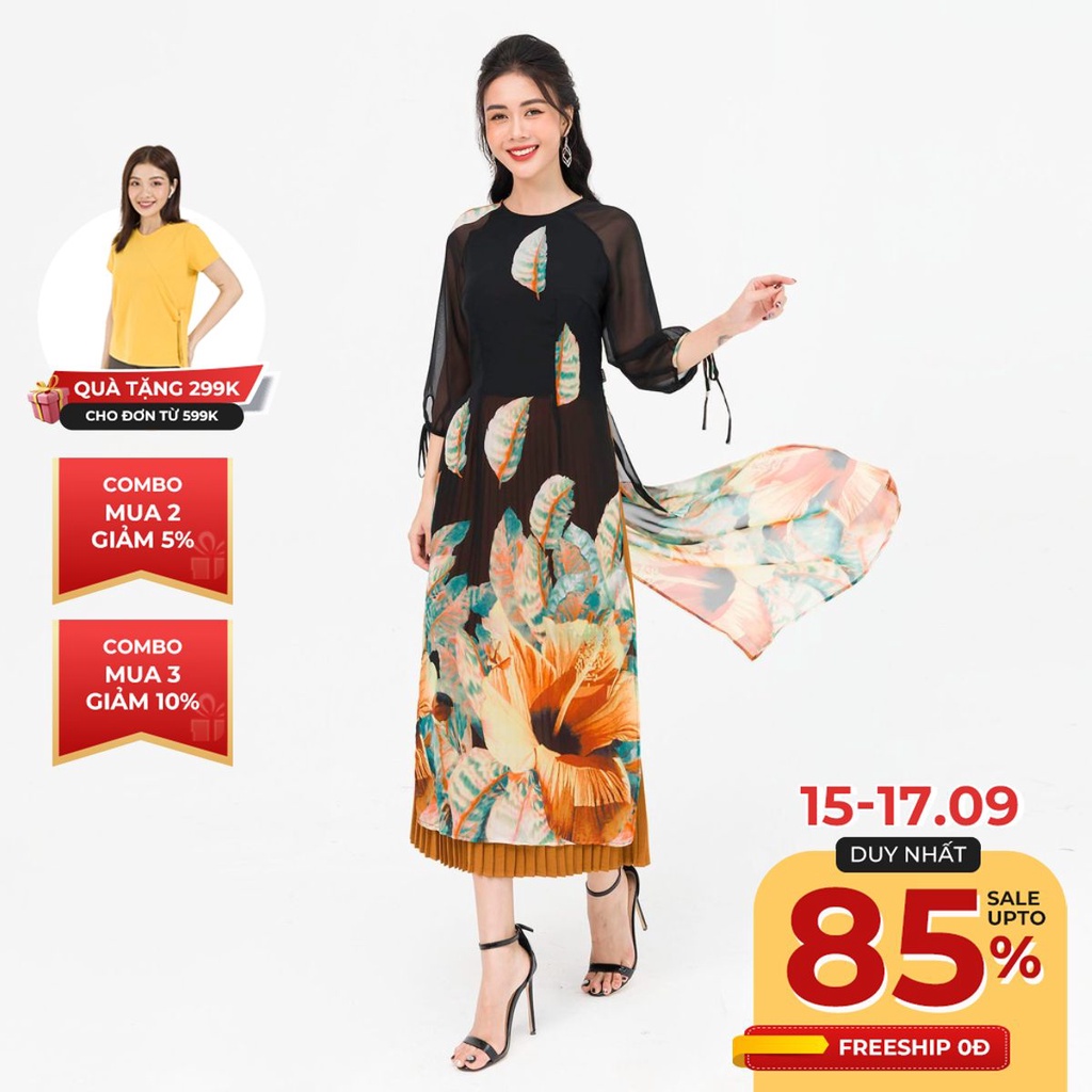 Áo dài cách tân nữ voan tay nơ LAMER L61A20Q046 (không kèm quần)