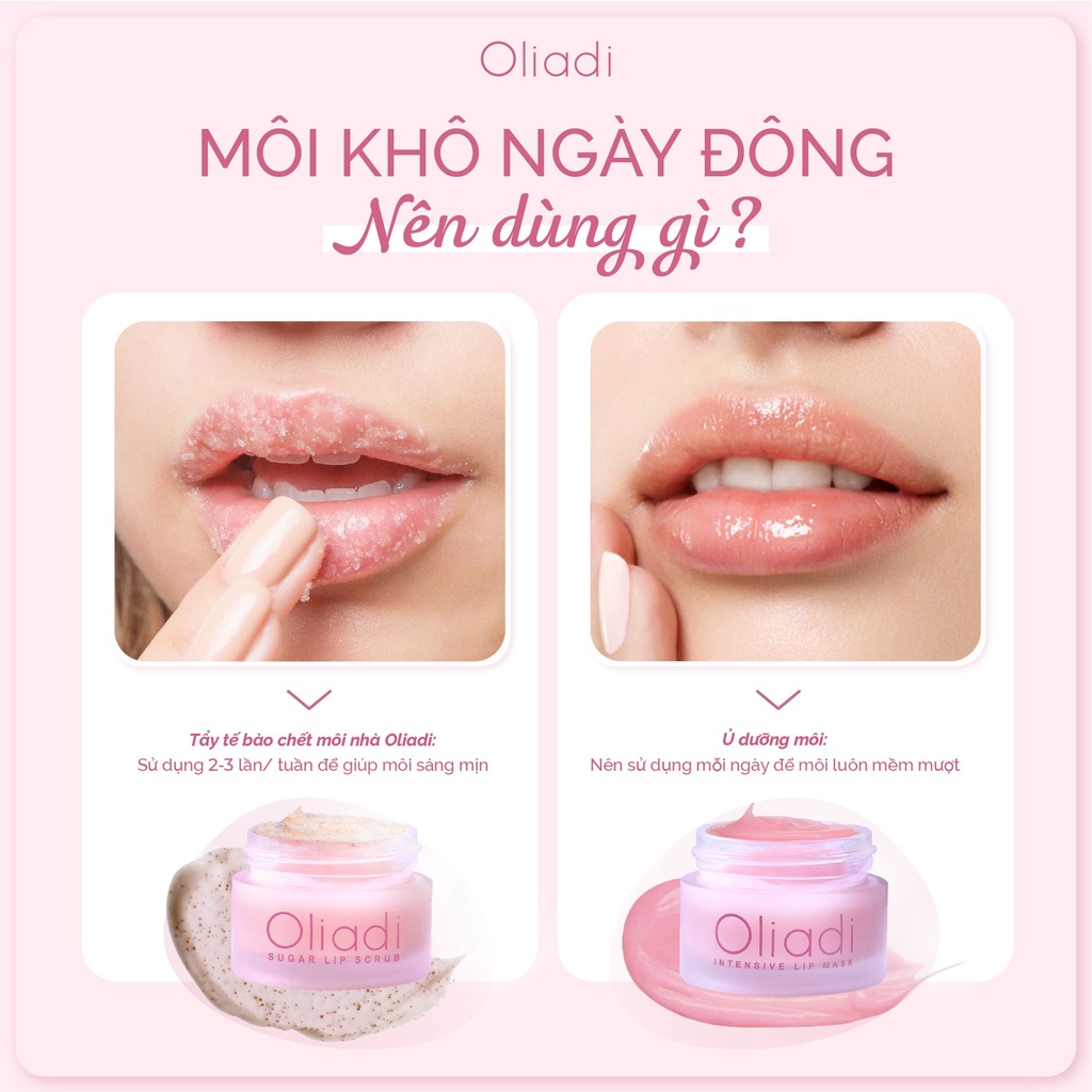 COMBO Kem Ủ Dưỡng Môi + Kem Tẩy Tế Bào Chết Oliadi Hũ 15gram - Dưỡng Hồng Môi Phục Hồi Môi Khô Tẩy Tế Bào Chết Môi