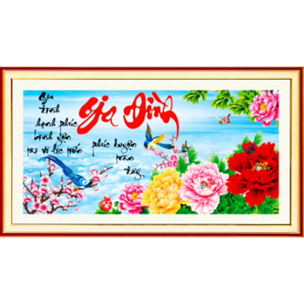 Tranh thêu chữ thập, tranh đính đá Gia Đình hạnh phúc LV3176 , LV176