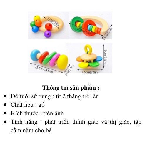 XÚC XẮC GỖ CHO TRẺ SƠ SINH/ LỤC LẠC GỖ