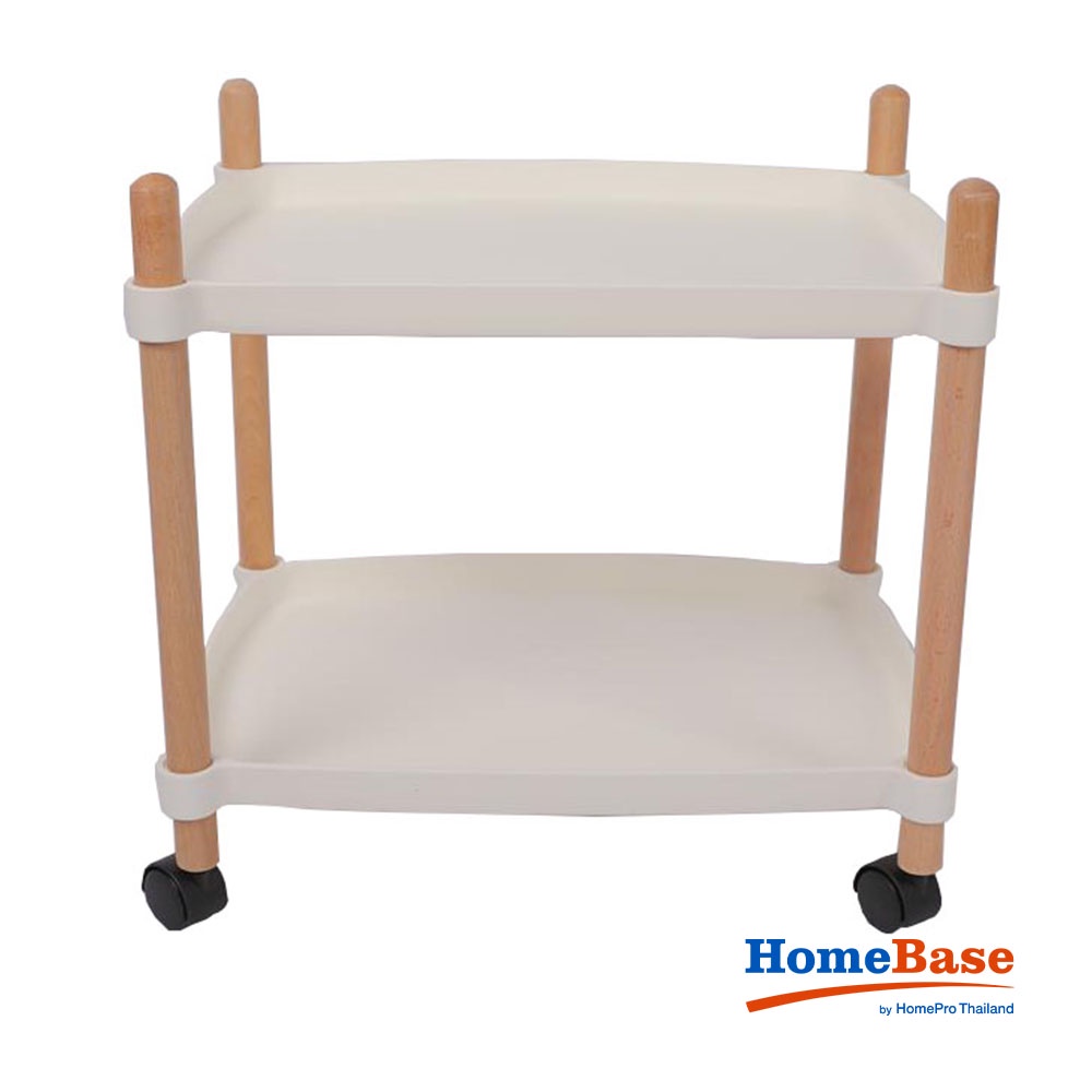 HomeBase STACKO Kệ để đồ 2 tầng bằng nhựa có bánh xe FOREST Thái Lan W47xD31xH52cm  màu trắng