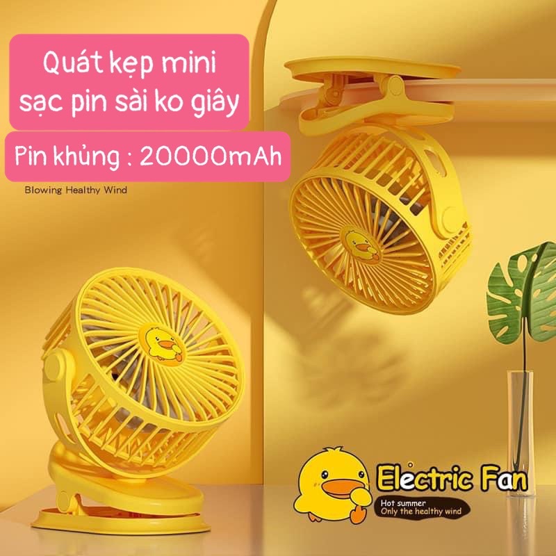 Quạt Mini Quạt kẹp bàn Tích Điện Pin 20000 mAh