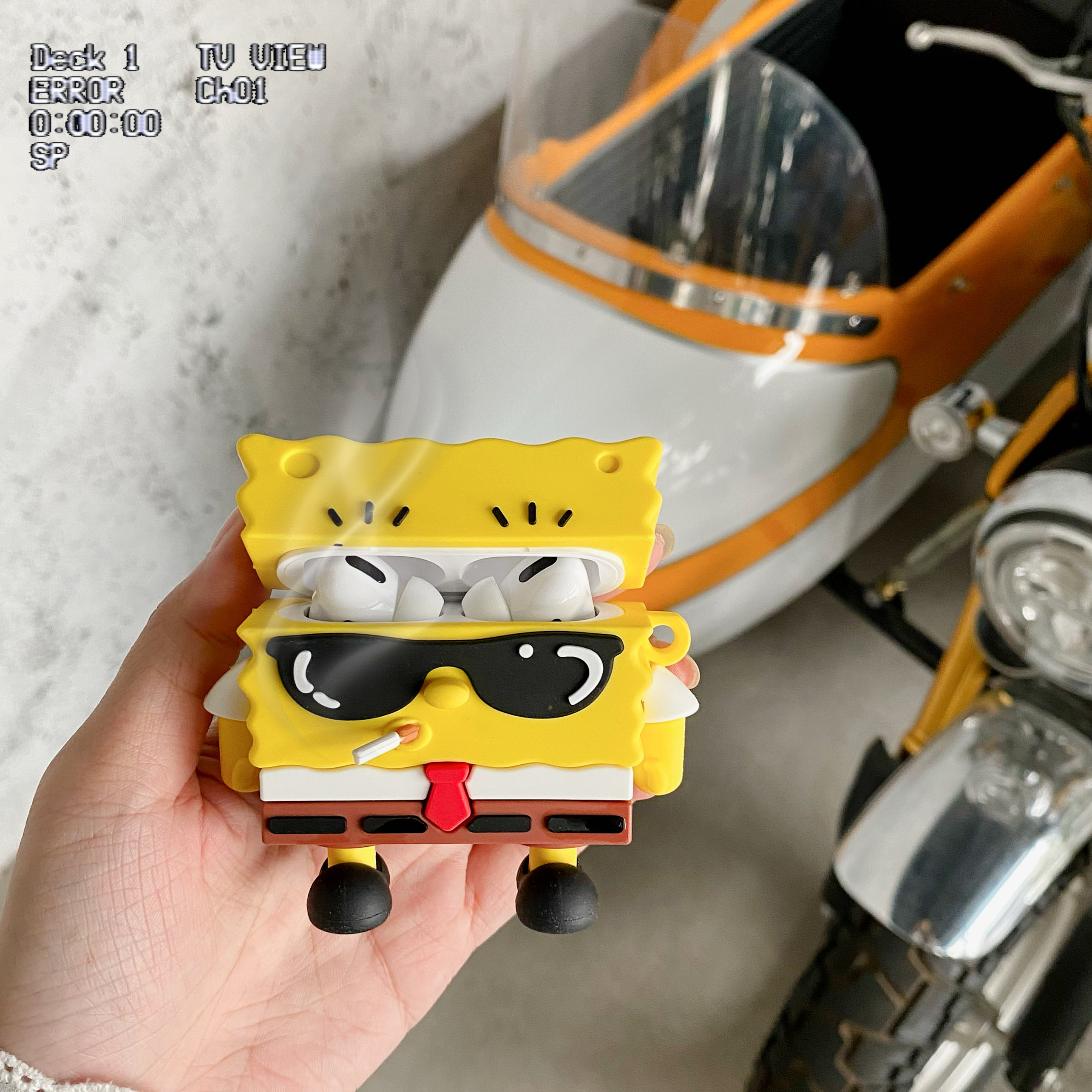 Vỏ Đựng Bảo Vệ Hộp Sạc Tai Nghe Airpods 1 / 2 Hình Spongebob Và Ngôi Sao Ngộ Nghĩnh
