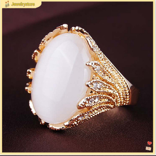 Nhẫn mạ vàng/bạc đính đá opal độc đáo phong cách vintage cho nam/nữ