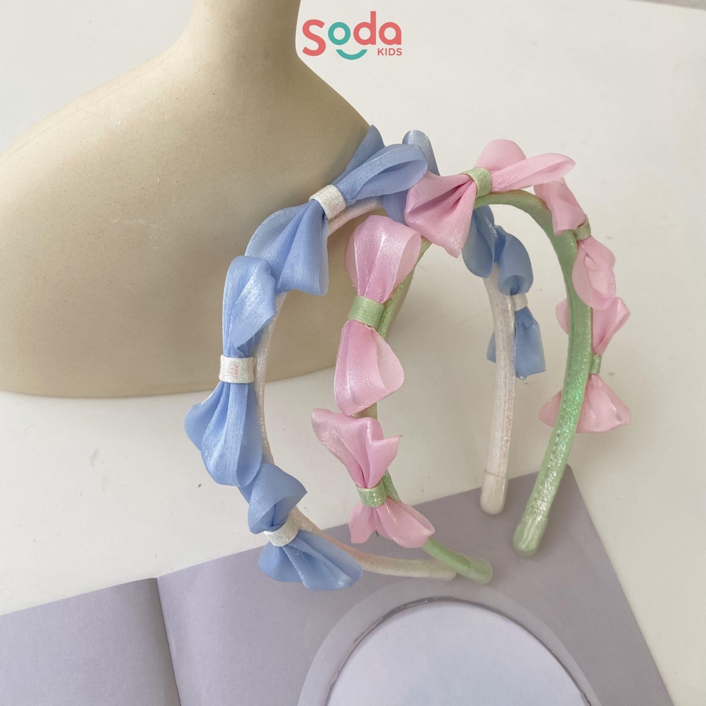 Bờm tóc bé gái SODA KIDS thiết kế bản nhỏ, đỉnh nơ voan xinh xắn, phong cách tiểu thư Hàn Quốc