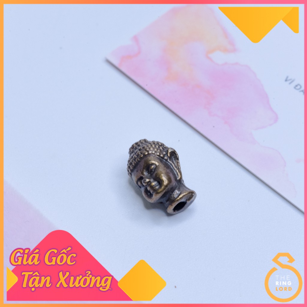 Charm mặt Phật Thích Ca xỏ vòng tay cao cấp không xi đen - Tặng kèm dây thun lụa xỏ vòng