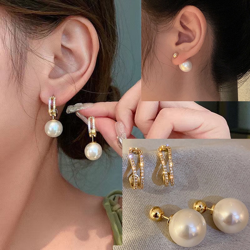 Bông Tai Đính Ngọc Trai Cao Cấp Thời Trang Dành Cho Nữ