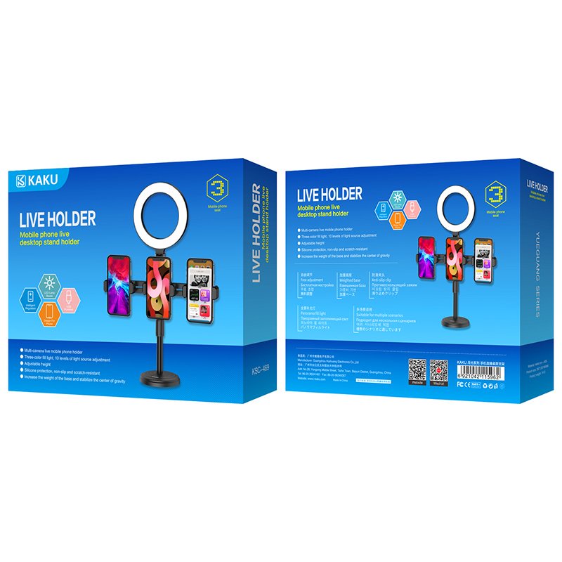 Đèn livestream mini để bàn 2 kẹp điện thoại có 3 màu điều chỉnh nguồn sáng hỗ trợ bán hàng quay tiktok chụp ảnh - Rabbi