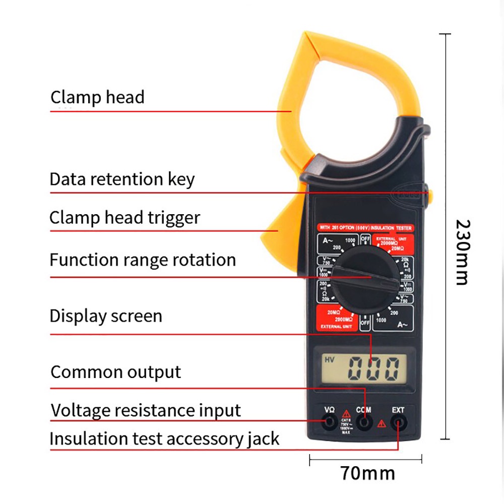 Kìm kẹp dòng ABG DT266 - 750VAC/1000VDC/1000A đo dòng điện nhanh chóng