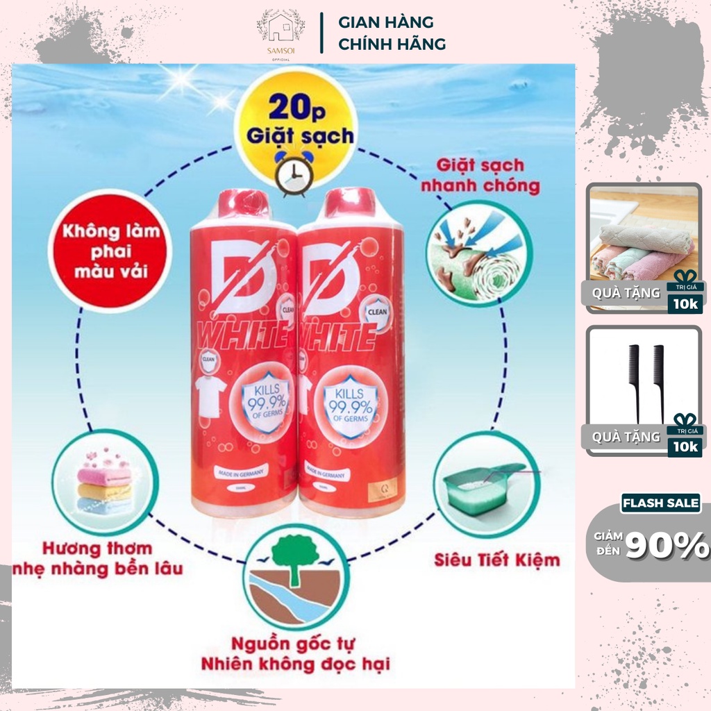 Nước Tẩy Quần áo polka.store D White..... Chuyên Tẩy trắng, Tẩy mốc, Tẩy ố vàng, Tẩy lem màu...