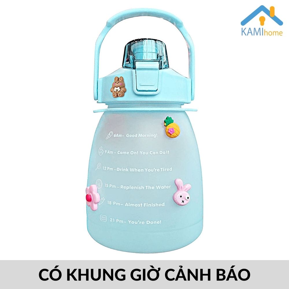 Bình nước cỡ lớn (Hàng chuẩn có kèm Ống hút) chia vạch 1.000-1.200-2.000ml mã 22045