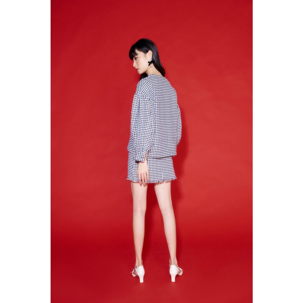 DOTTIE - Chân váy ngắn houndstooth nữ đen S0098