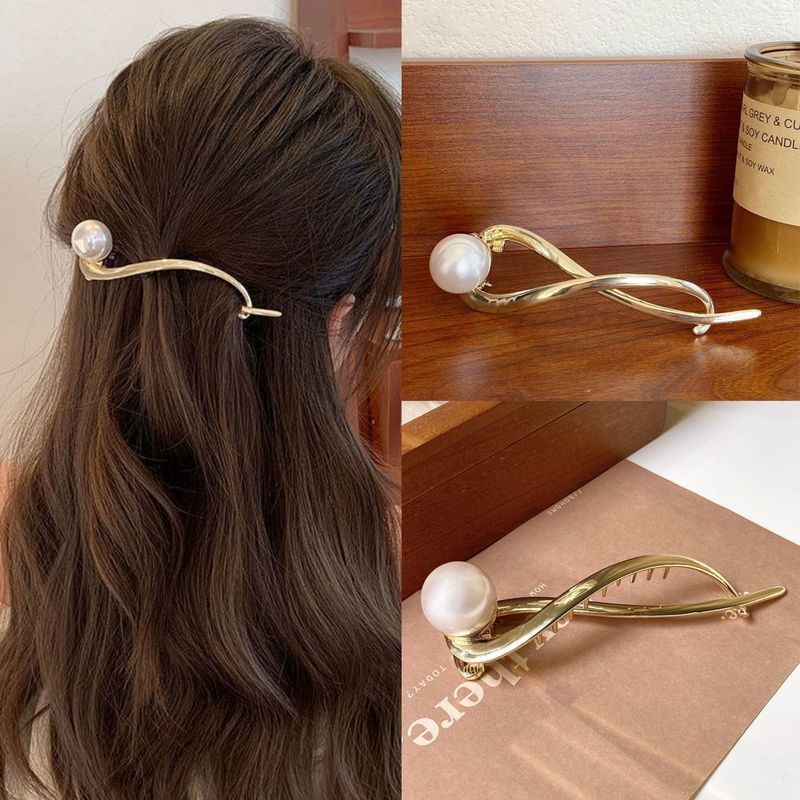 Kẹp Tóc Đính Ngọc Trai Bằng Hợp Kim Phong Cách Thời Trang Hàn Quốc