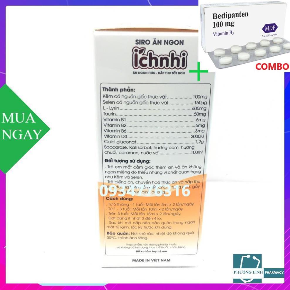 Combo Bedipanten 100mg +  siro ăn ngon ích nhi 100ml