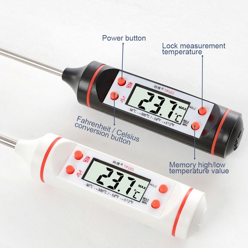 Nhiệt kế điện tử hiển thị kĩ thuật số tiện dụng để đo nhiệt độ nước/ sữa/ thịt BBQ