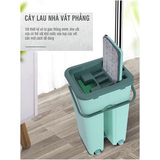 Bộ lau nhà 360 độ tự vắt thông minh xoay 2 vách ngăn cao cấp TẶNG BÔNG LAU