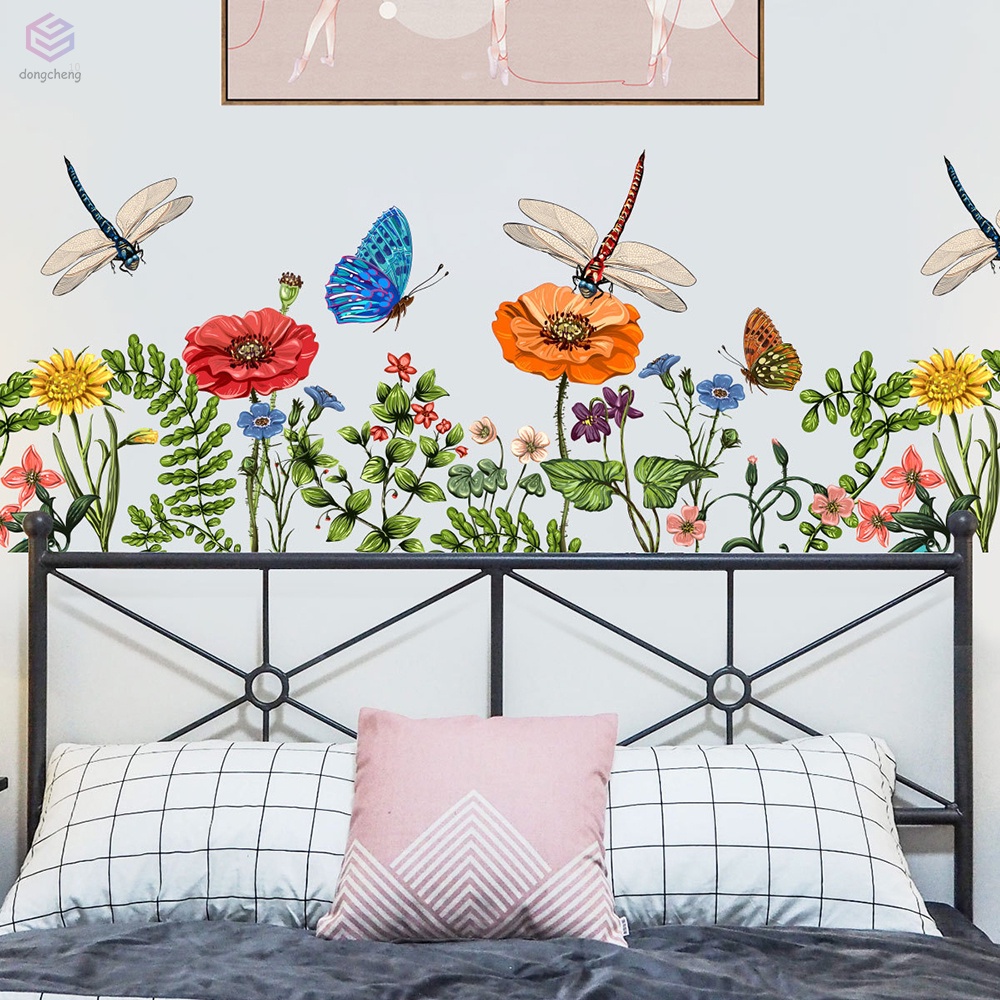 Sticker Dán Tường Họa Tiết Hình Con Chuồn Chuồn Và Con Bướm Dùng Trang Trí Phòng Ngủ Cho Trẻ