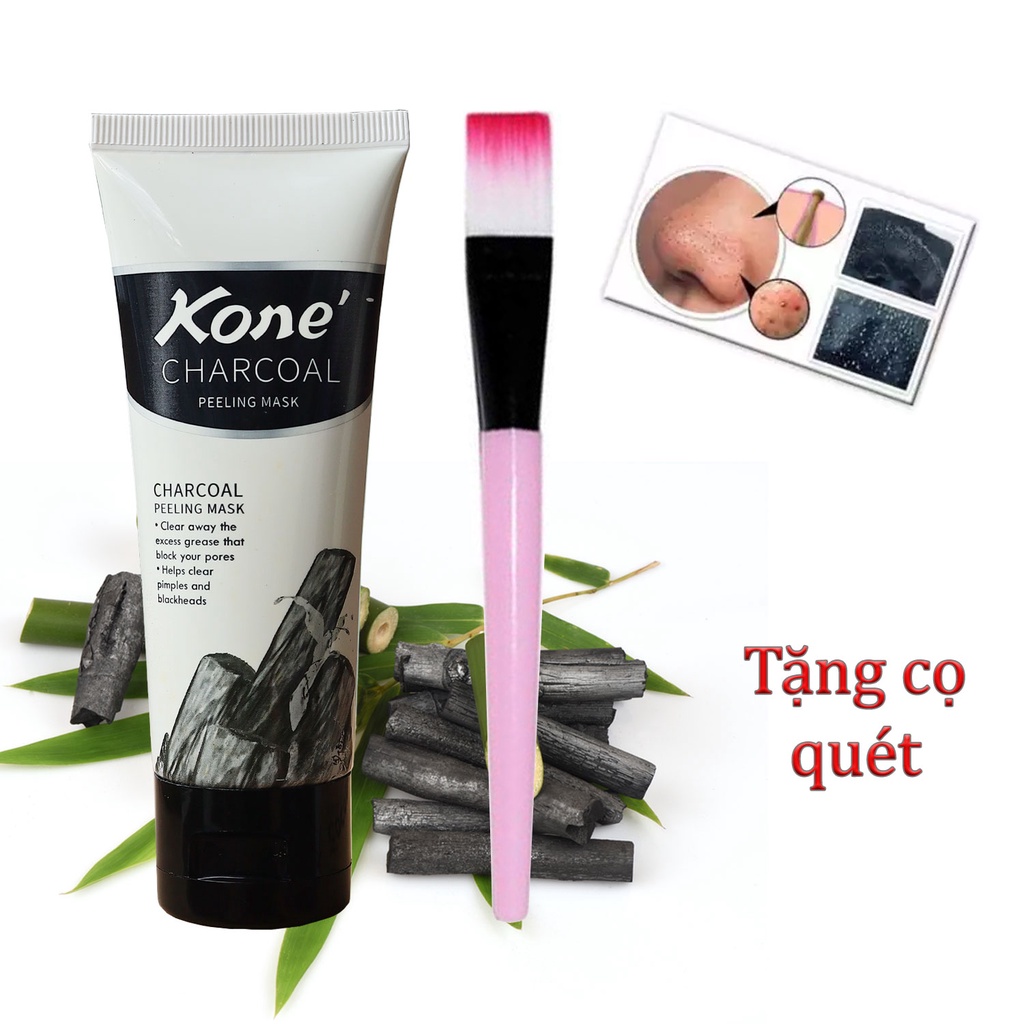 Gel hút mụn mặt nạ lột mụn than tre hoạt tính KONE Thái lan 50ml tặng cọ