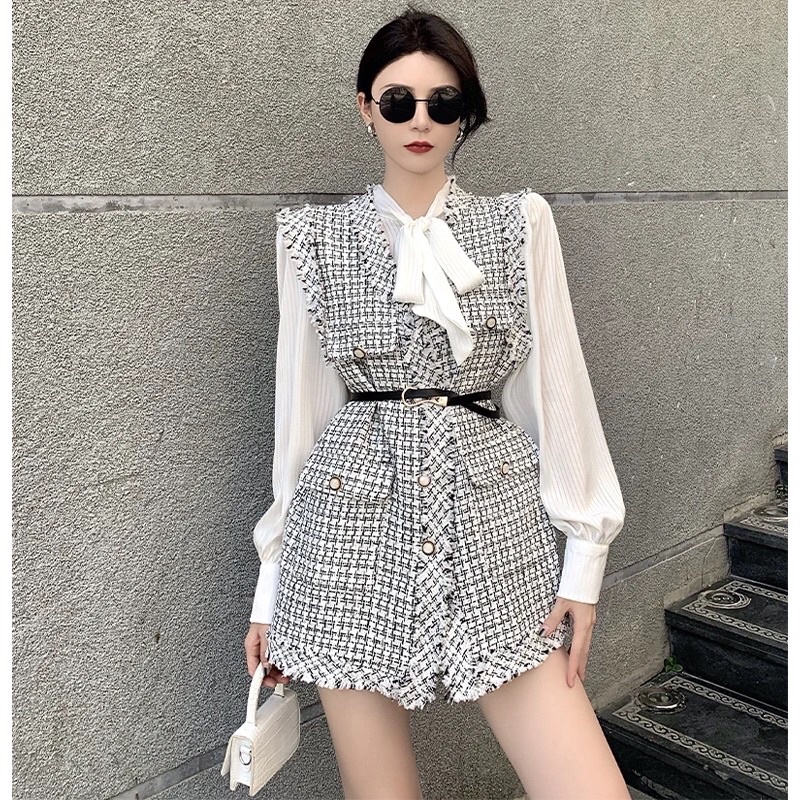 Order - Set vét, áo sơmi trắng cổ nơ
