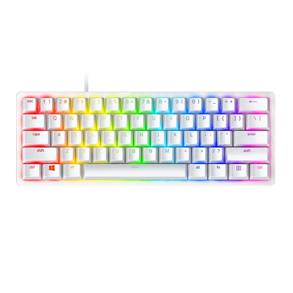 Bàn phím cơ Razer Huntsman Mini 60% Optical Gaming Keyboarrd Clicky Purple Switch Mercury - Hàng Chính Hãng