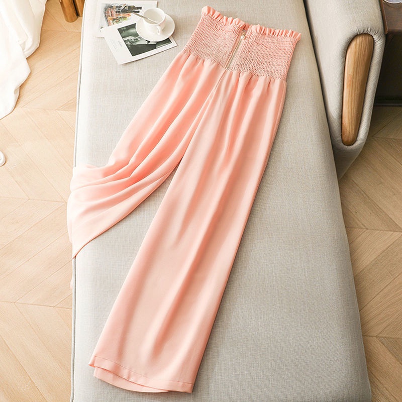 Quần Chiffon Ống Rộng Lưng Cao Thời Trang Cho Nữ