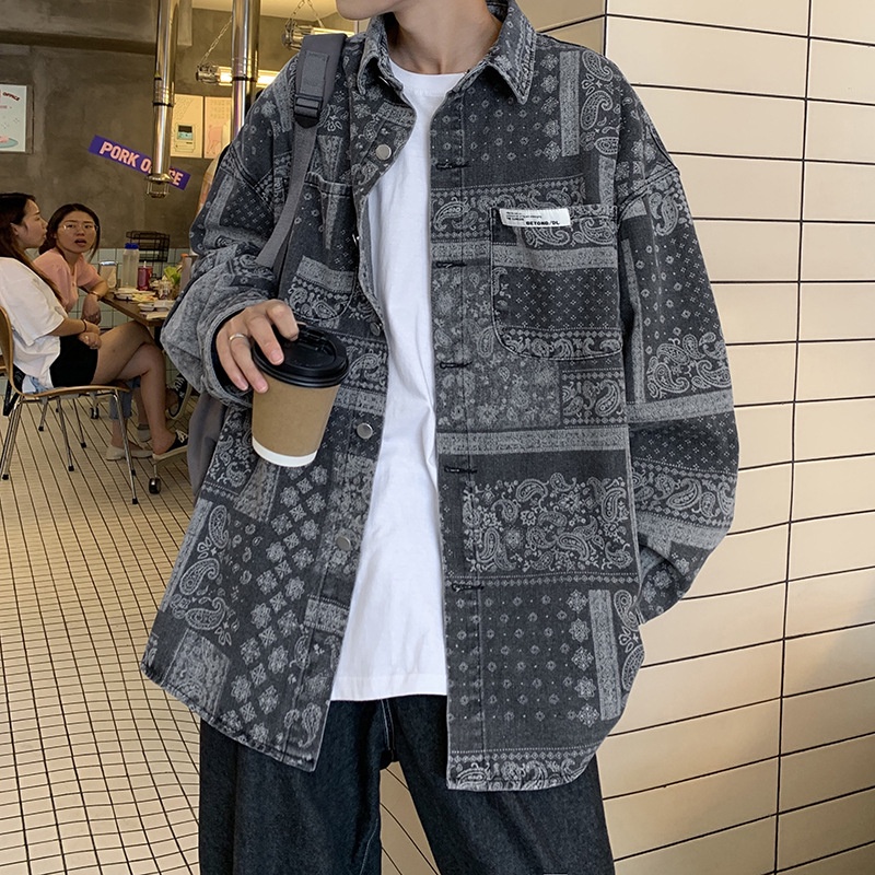 Toàn Bộ Áo Khoác Denim In Họa Tiết Cá Tính Theo Phong Cách Hongkong Dành Cho Nam
