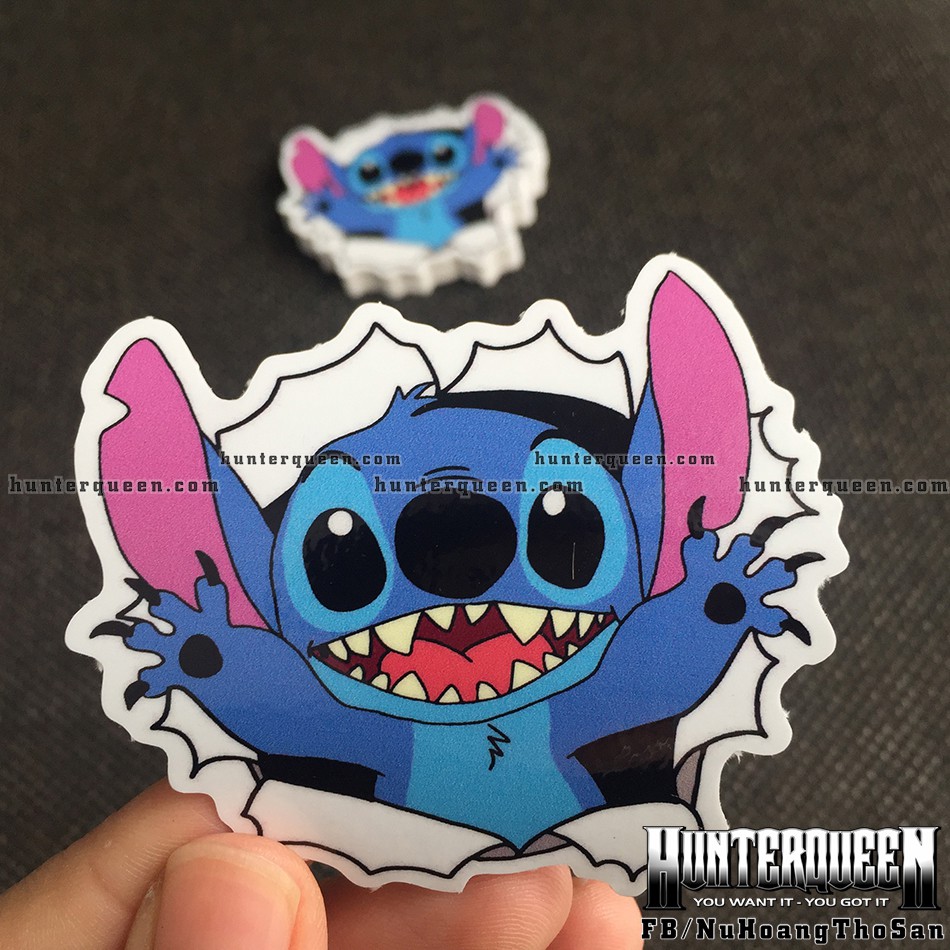 Bộ 3 hình dán STITCH dễ thương [ 7cm ]. Logo decal chống nước trang trí xe máy, nón bảo hiểm, tủ, laptop, điện thoại