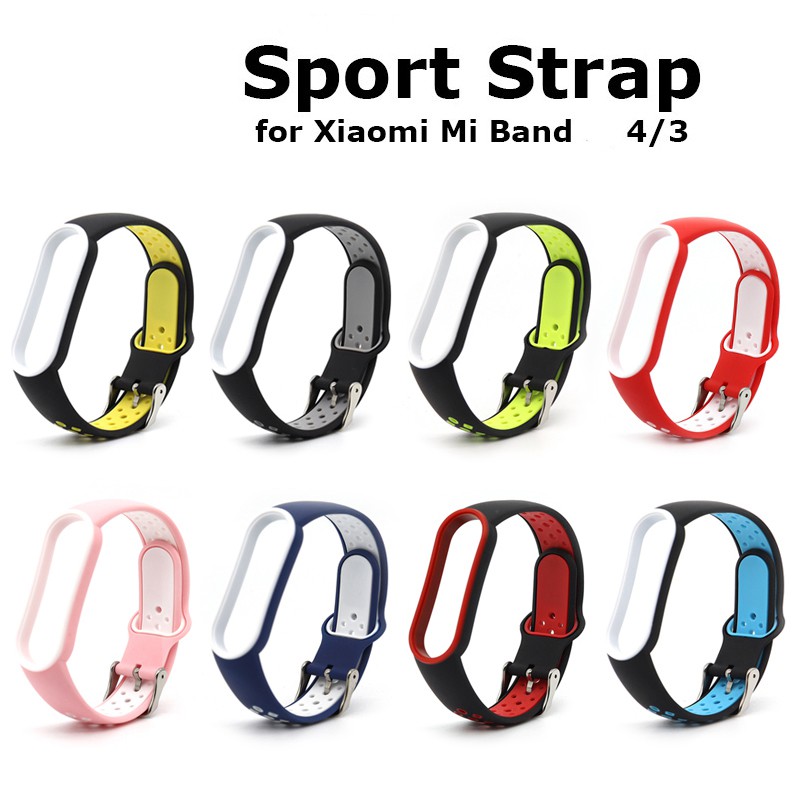 Dây Đeo Thay Thế Chất Liệu Silicon Màu Trơn Cho Xiaomi Mi Band 3 4 Strap Double Color Original Soft Silicone Strap Replacement Wrist Strap Band Wriststrap Miband 3 4 5 Wristband Smartwatch