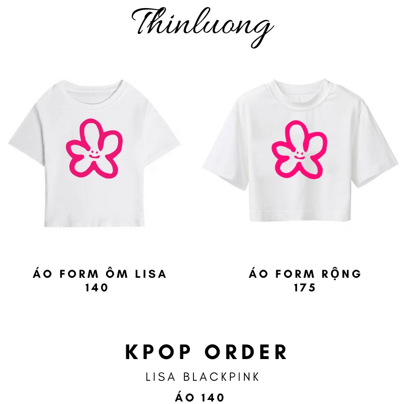 Áo thun croptop bông hoa giống Lisa màu trắng A2