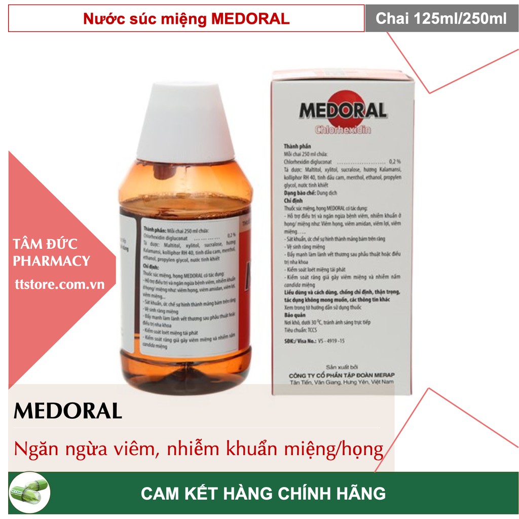 MEDORAL [Chai 125ml/250ml] - Nước súc miệng, họng làm sạch và ngăn ngừa nhiễm khuẩn