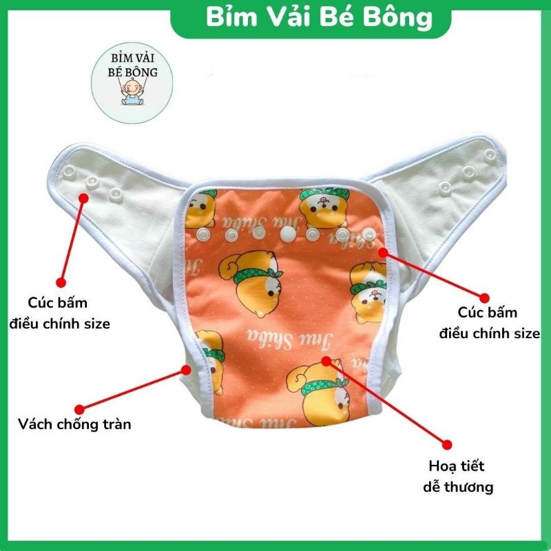 [ƯU ĐÃI] - [5 QUẦN+10 LÓT] Combo 5 Bộ Bỉm Vải Babu Nature Chống Hăm, Chống Tràn Cho Bé - Size M,L