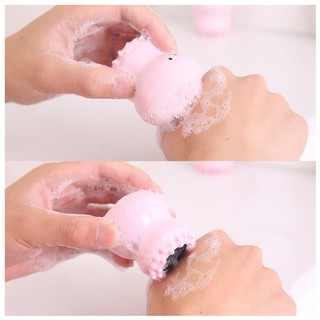 Cọ rửa mặt 2 đầu silicon Bạch tuộc   ⚡ RẺ NHẤT  ⚡  Cọ Rửa Mặt màu hồng pastel  Độc Đáo Chất Lượng Cao 20g