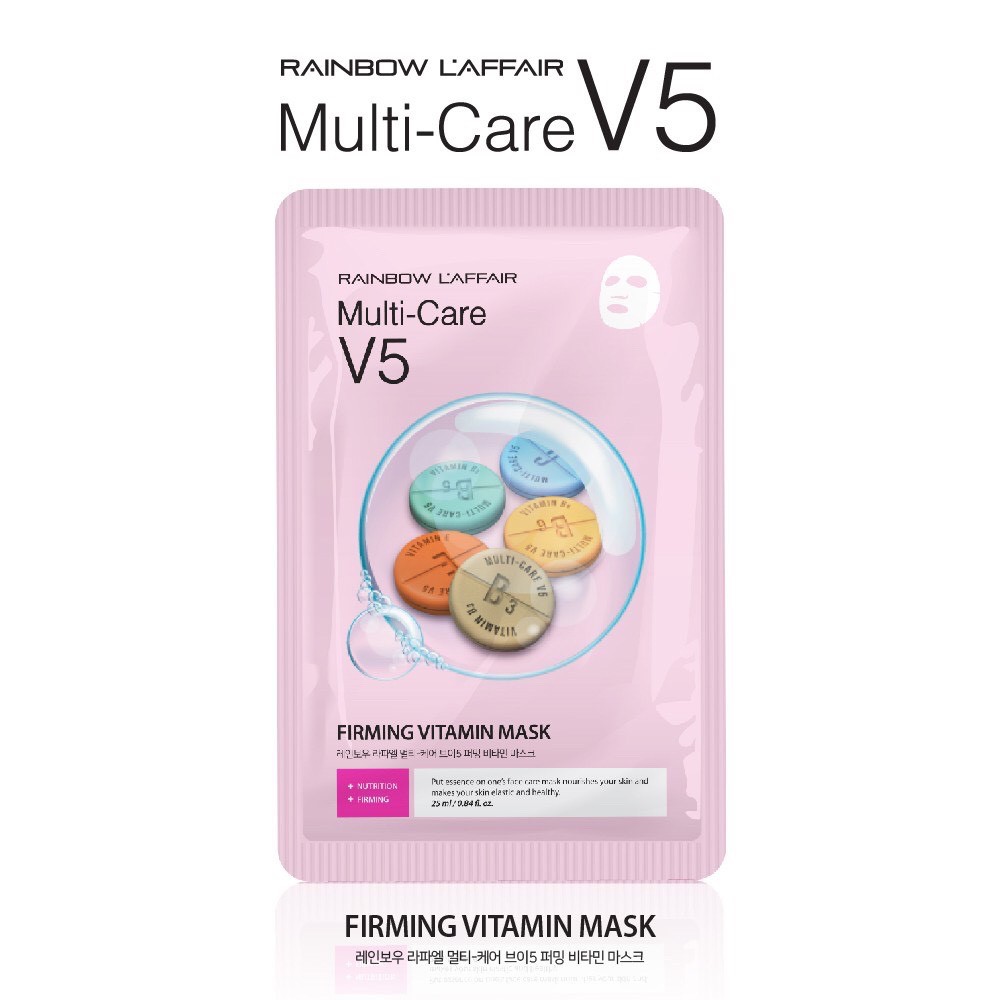 Rainbow L’affair Mặt Nạ Dưỡng Trắng Da Multi Care V5 Firming Vitamin Mask