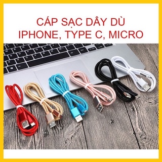 Dây sạc Iphone/Samsung, Dây Dù 1m/2m/3m Chống đứt, hỗ trợ sạc nhanh, đẹp
