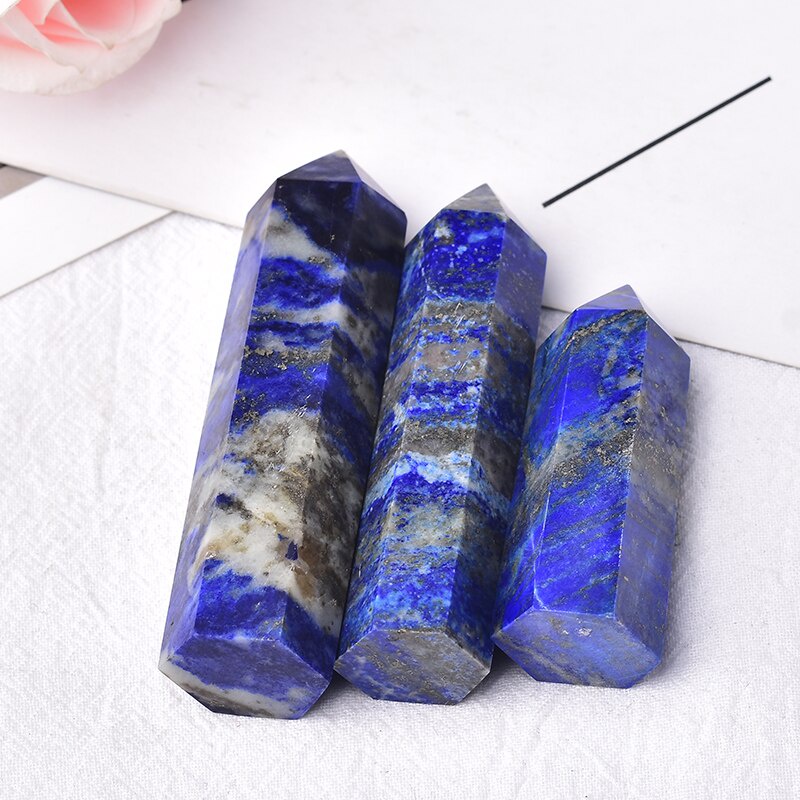 1 Đá Tinh Thể Thạch Anh Lapis Lazuli Tự Nhiên Hình Trụ Lục Giác Dùng Để Trang Trí Nhà